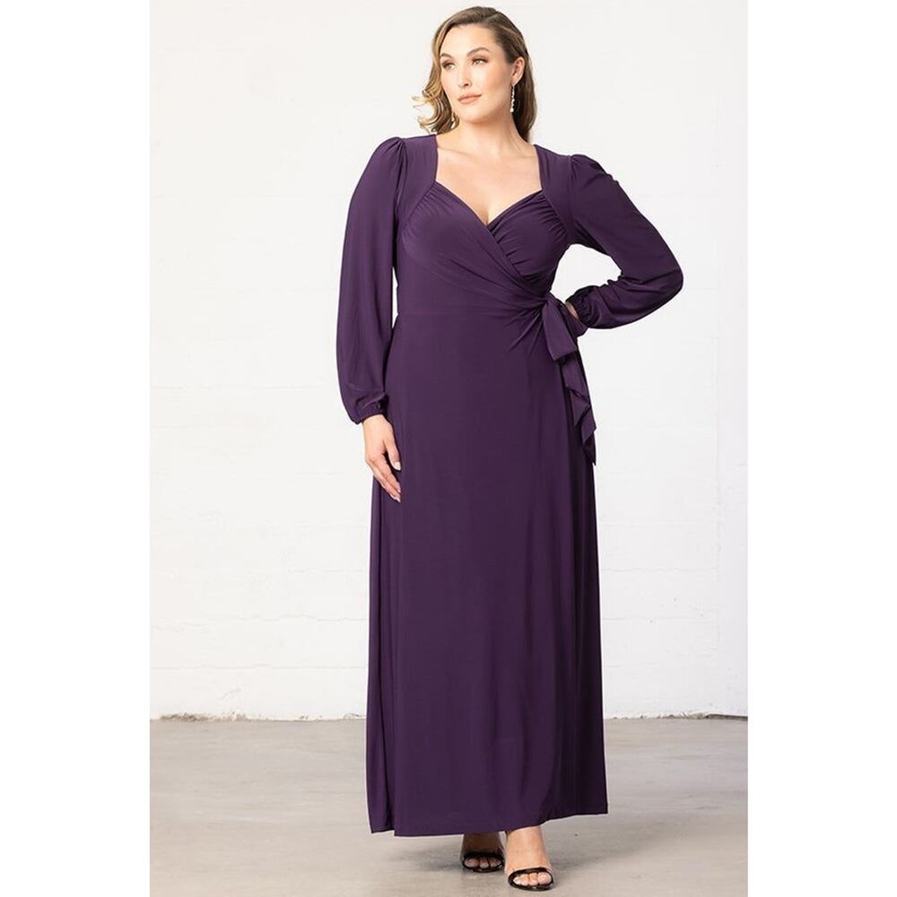Kiyonna Purple Maxi Dress Modern Muse Style 5X True Wrap Party Colorful Purple